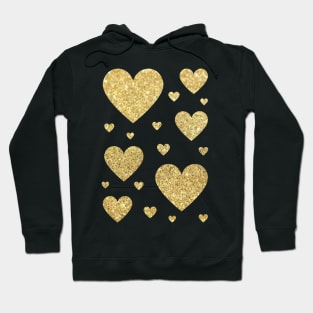 Traditional Gold Faux Glitter Hearts Hoodie